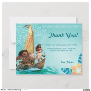 Moana Oceania Birthday Thank You Card
