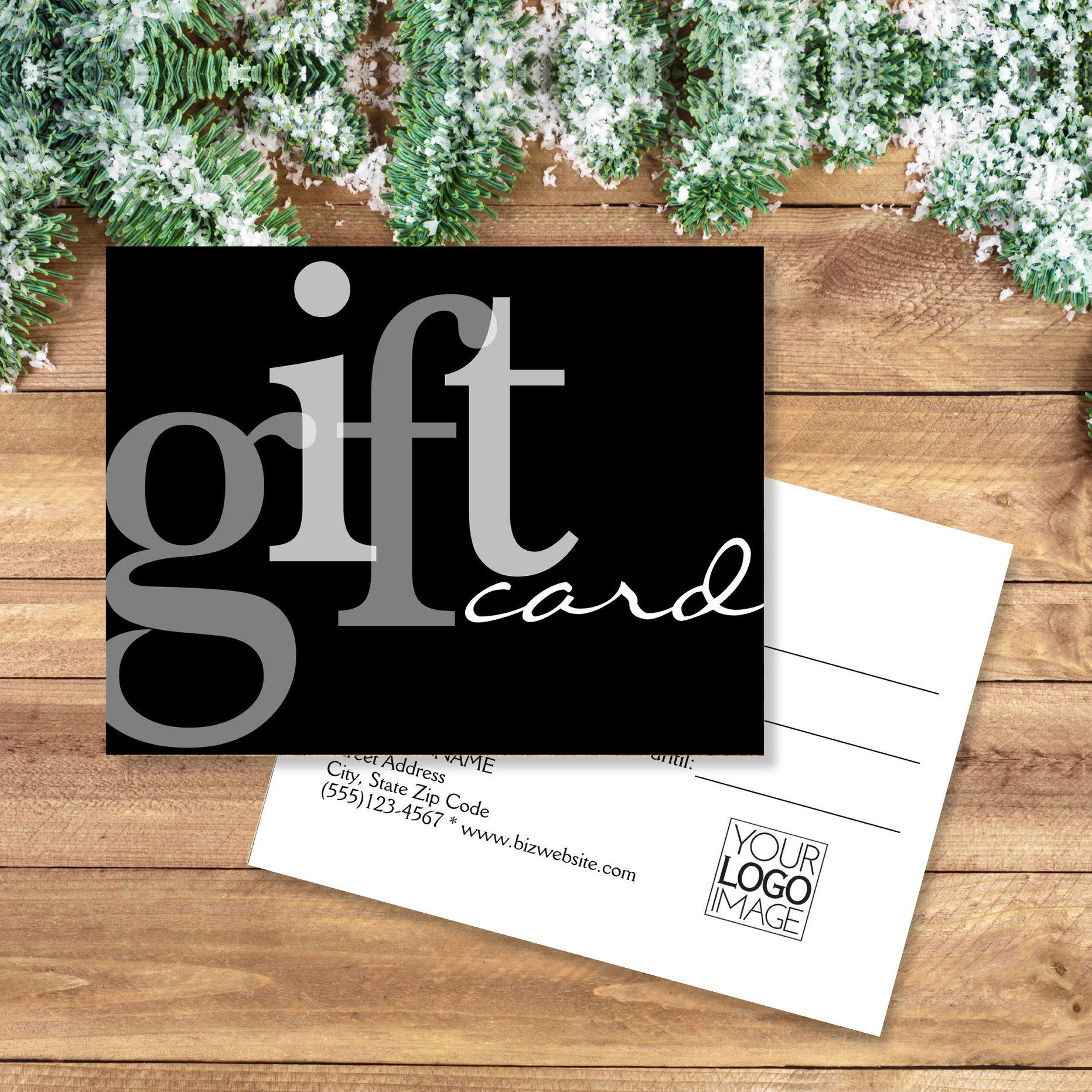Modern Bold Typography Black Add Logo Gift Card
