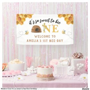Modern Cute It?s so sweet to bee first birthday Banner