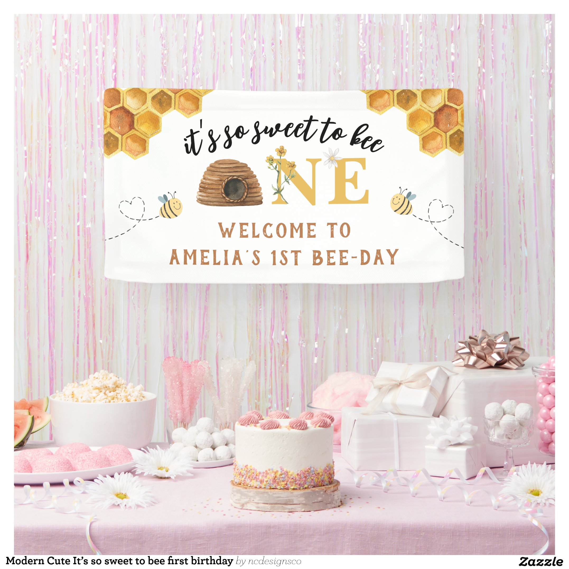 Modern Cute It?s so sweet to bee first birthday Banner