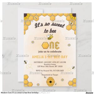 Modern Cute It?s so sweet to bee first birthday Invitation