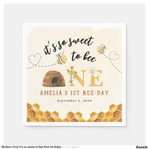 Modern Cute It?s so sweet to bee first birthday Napkins