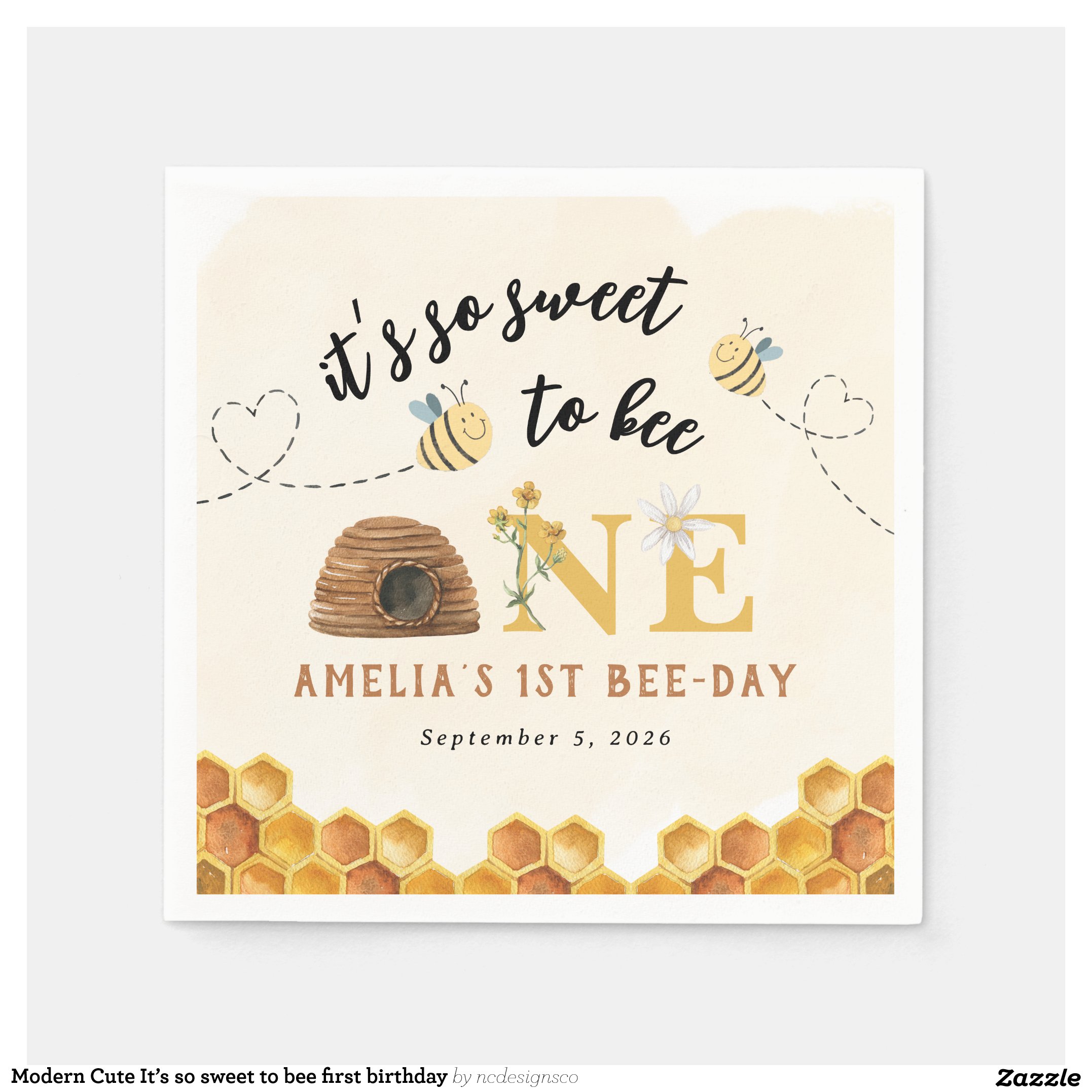 Modern Cute It?s so sweet to bee first birthday Napkins