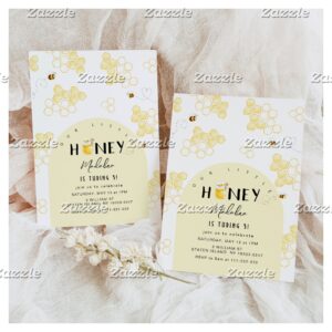 Modern Little honey Bee day bumble bee birthday Invitation