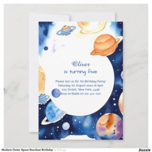Modern Outer Space Stardust Birthday Invitation