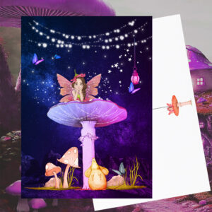 Mushroom Fantasy Fairy Magical Purple Postcard