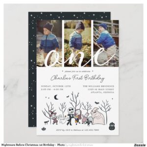Nightmare Before Christmas 1st Birthday - Photo Invitation