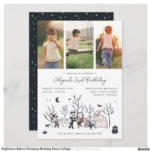 Nightmare Before Christmas Birthday Photo Collage Invitation