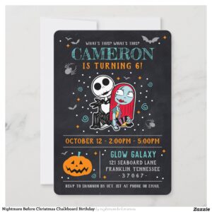 Nightmare Before Christmas Chalkboard Birthday Invitation