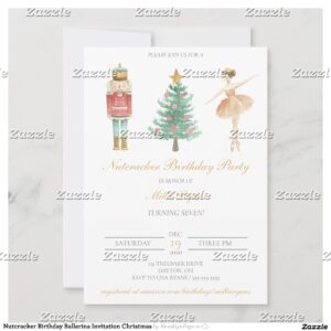 Nutcracker Birthday Ballerina Invitation Christmas