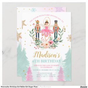 Nutcracker Birthday Girl Ballet Girl Suger Plum Invitation