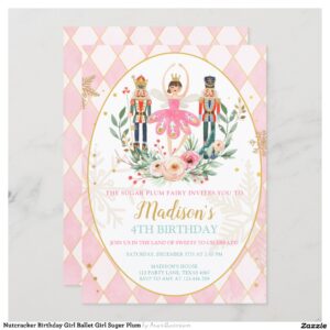 Nutcracker Birthday Girl Ballet Girl Suger Plum Invitation