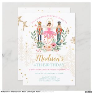 Nutcracker Birthday Girl Ballet Girl Suger Plum Invitation