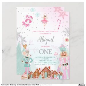 Nutcracker Birthday Girl Land of Sweets Fairy Pink Invitation