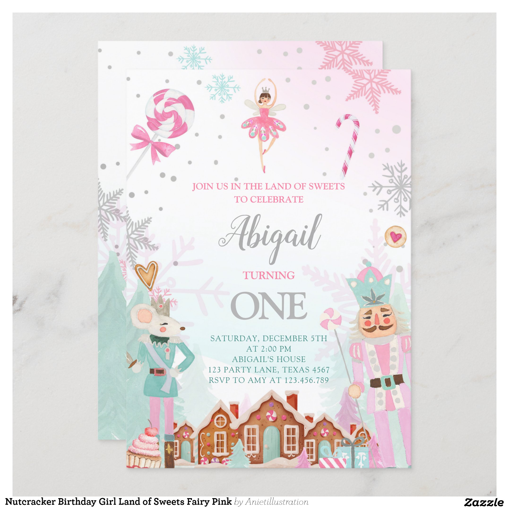 Nutcracker Birthday Girl Land of Sweets Fairy Pink Invitation