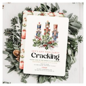 Nutcracker Cracking Christmas Holiday Birthday Invitation