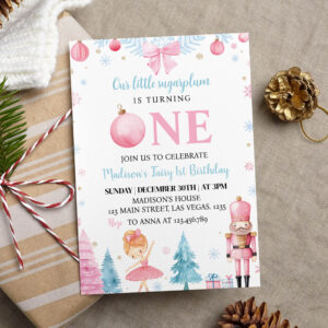 Nutcracker Pink Fairy Birthday Party Invitation