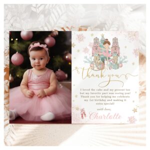 Nutcracker Winter Onederland 1st Birthday Photo Thank You Card