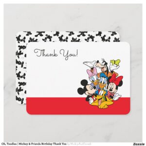 Oh, Toodles Mickey & Friends Birthday Thank You Invitation