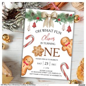 Oh What Fun Christmas Cookies 1st Birthday Invitation