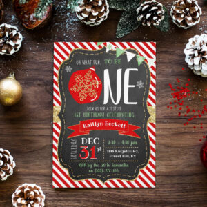 Oh What Fun To Be One! Christmas 1st Birthday Invitation