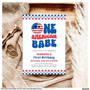 One American Babe 4th Of July First Birthday Party Invitation