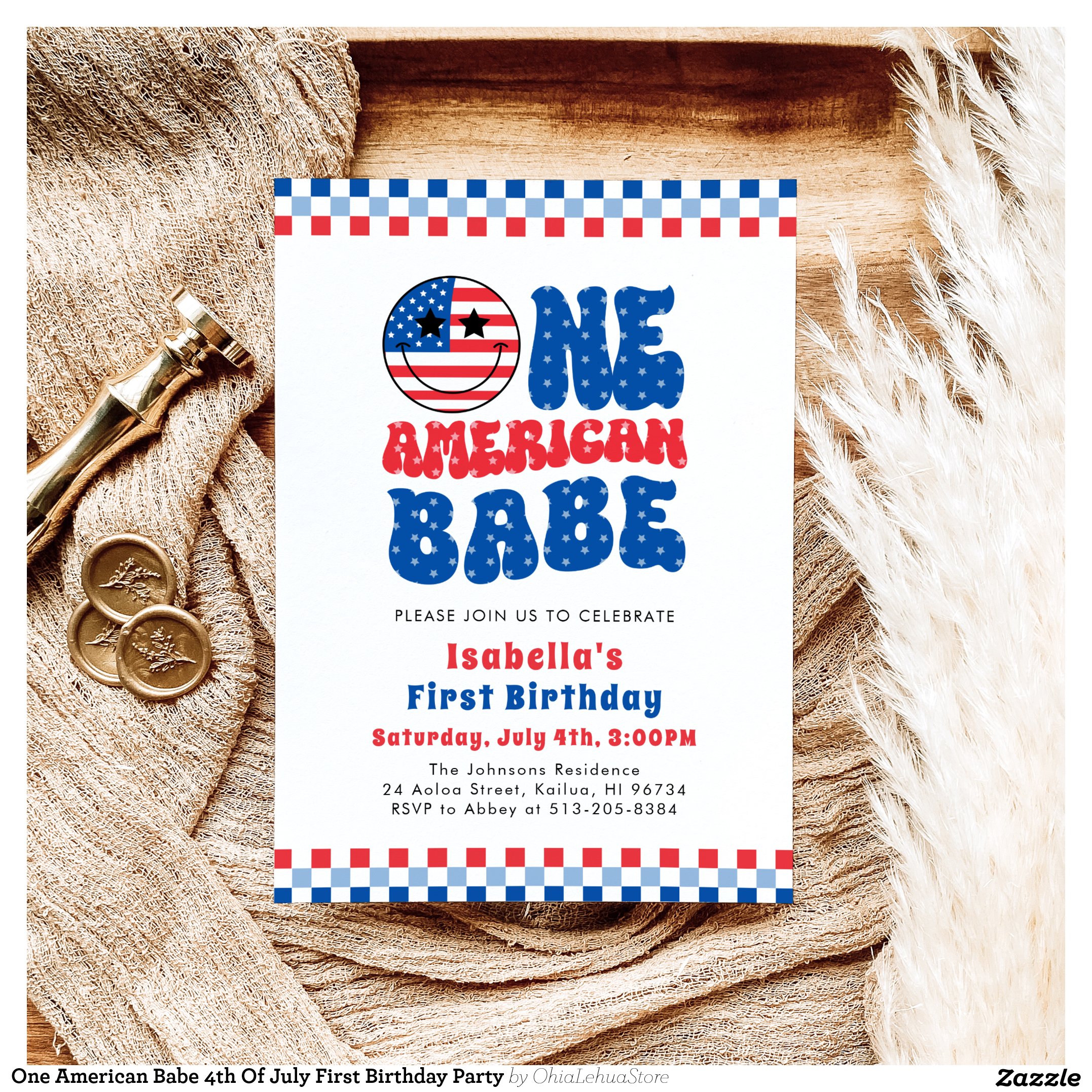 One American Babe 4th Of July First Birthday Party Invitation