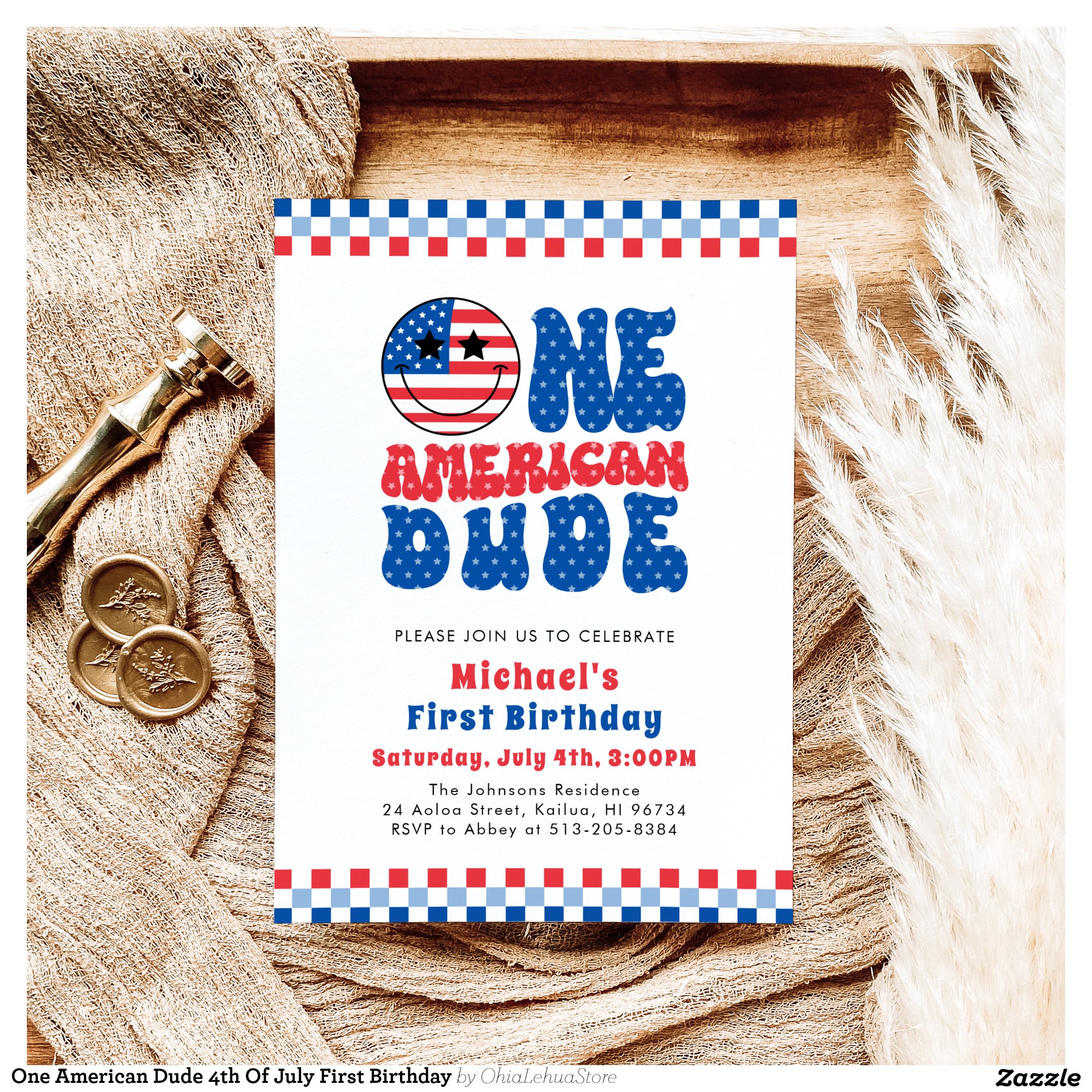 One American Dude 4th Of July First Birthday Invitation