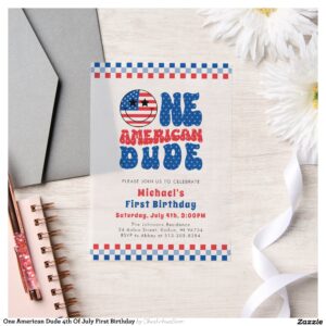 One American Dude 4th Of July First Birthday Vellum Invitations
