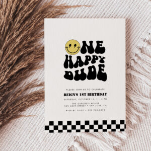 One Happy Dude Boys Rad Kids 1st Birthday Invitation