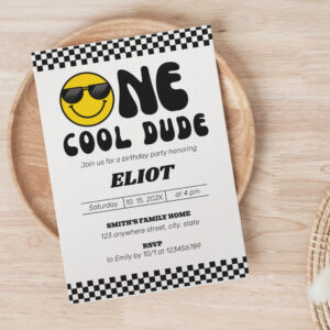 One Happy Dude One Cool Dude Boy's 1st Birthday Invitation