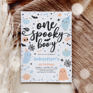 One Spooky Boo-y Cute Halloween Ghost 1st Birthday Invitation