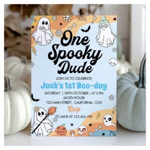 One Spooky Dude Ghost Birthday Invitation