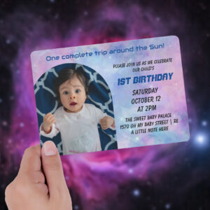 One Trip Around The Sun Photo Birthday Invitation