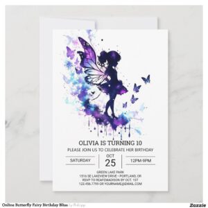 Online Butterfly Fairy Birthday Bliss Invitation