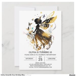 Online Butterfly Fairy Birthday Bliss Invitation