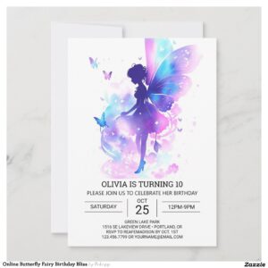 Online Butterfly Fairy Birthday Bliss Invitation