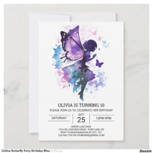 Online Butterfly Fairy Birthday Bliss Invitation