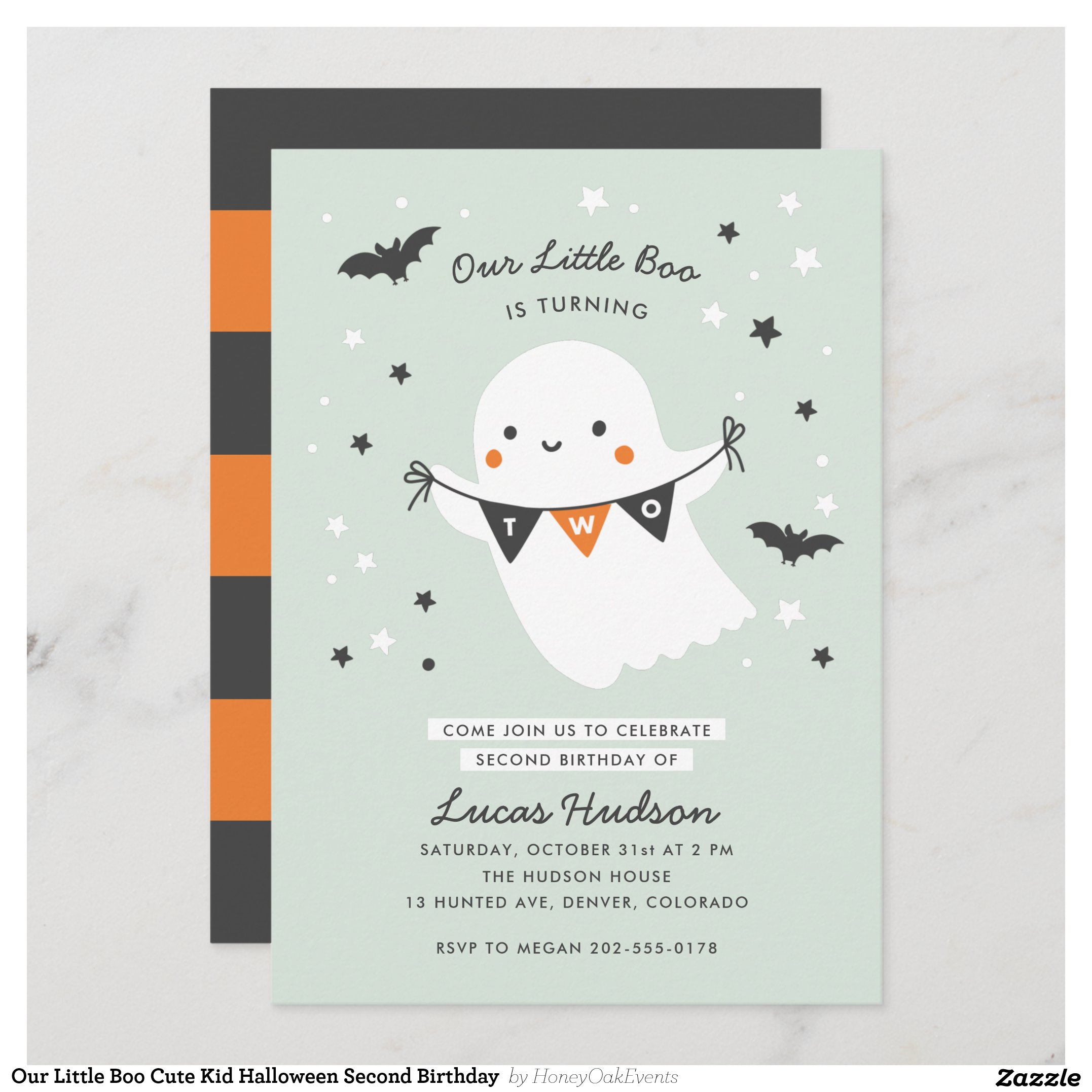 Our Little Boo Cute Kid Halloween Second Birthday Invitation