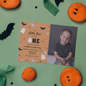 Our Little Boo Halloween 1st Birthday Invitation