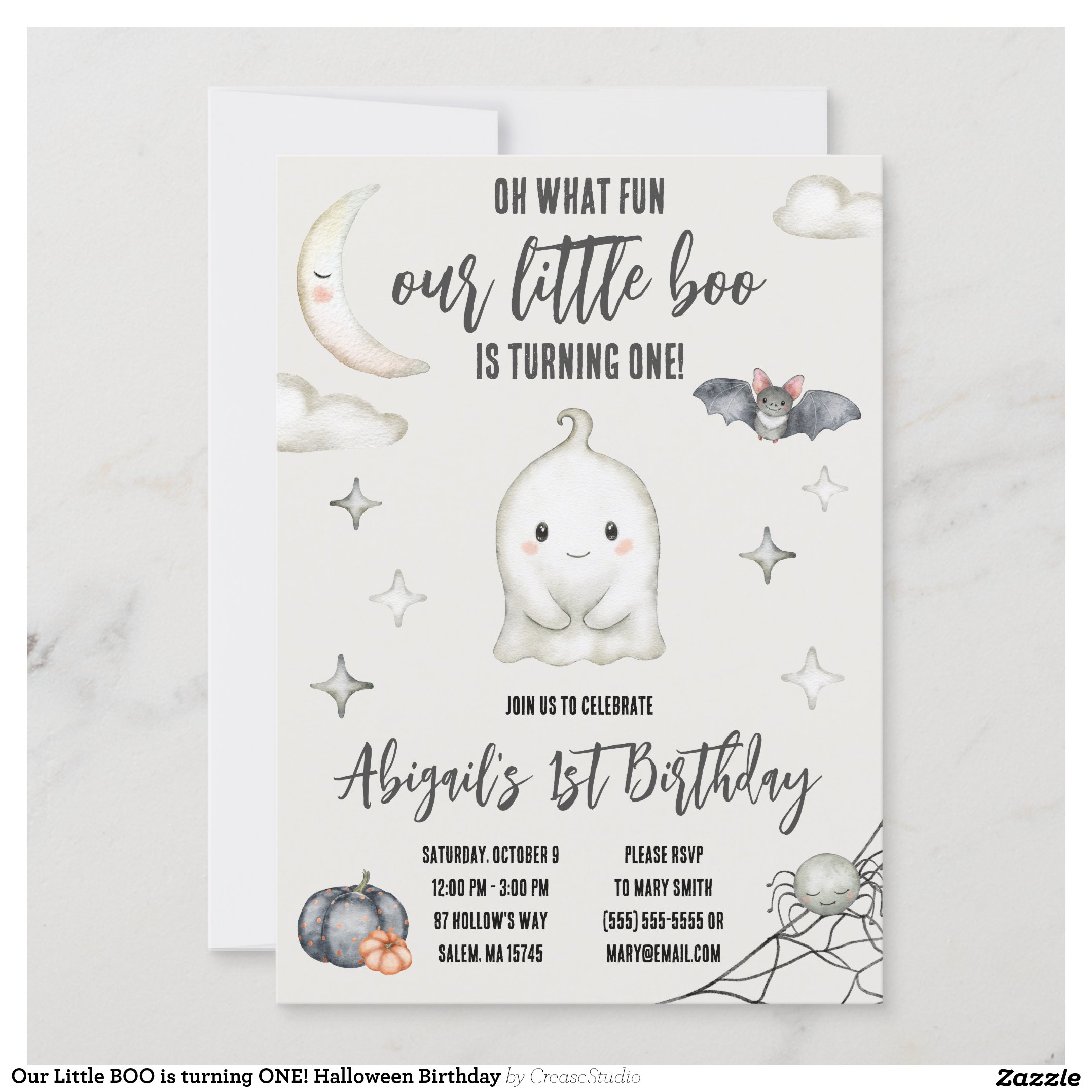 Our Little BOO is turning ONE! Halloween Birthday Invitation