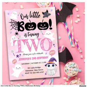 Our Little Boo Is Turning TWO Halloween Birthday Invitation