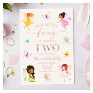 Our Little Fairy Enchanted 2nd Birthday Party Invitation