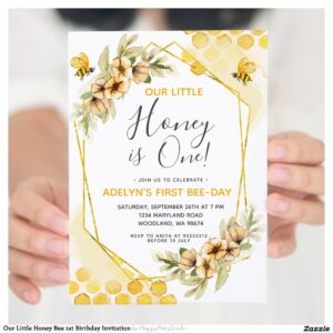 Our Little Honey Bee 1st Birthday Invitation