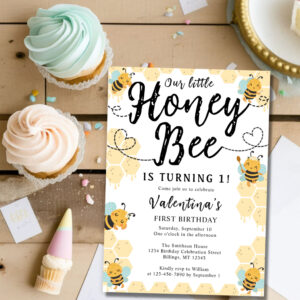 Our Little Honey Bee 1st Birthday Party Invitation