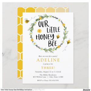 Our little honey bee birthday invitation