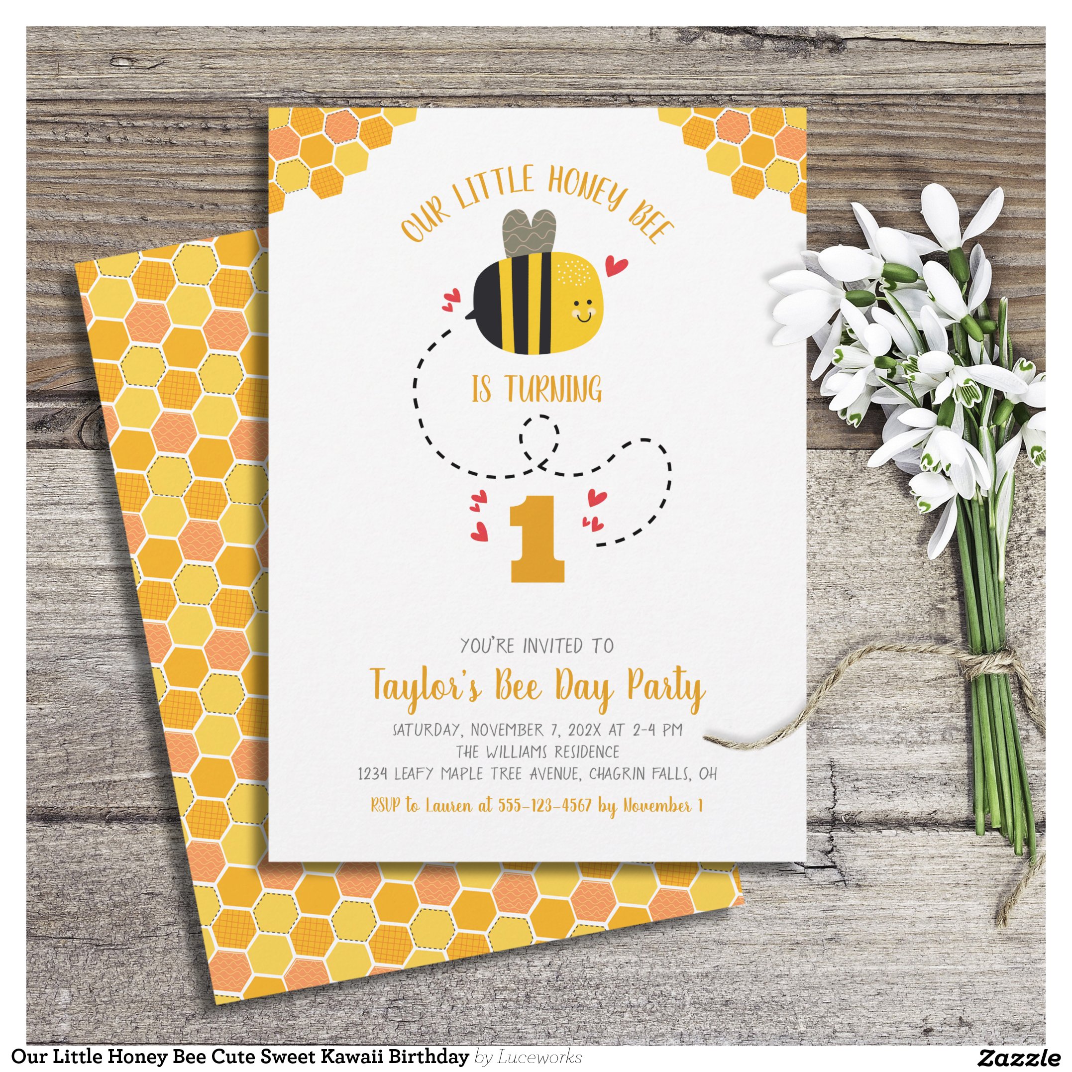 Our Little Honey Bee Cute Sweet Kawaii Birthday Invitation