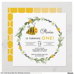 Our Little Honey Bee First Birthday Invitation