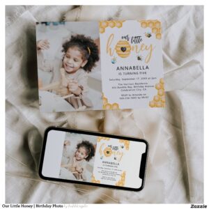 Our Little Honey Birthday Photo Invitation