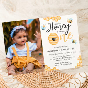 Our Little Honey First Birthday Photo Invitation